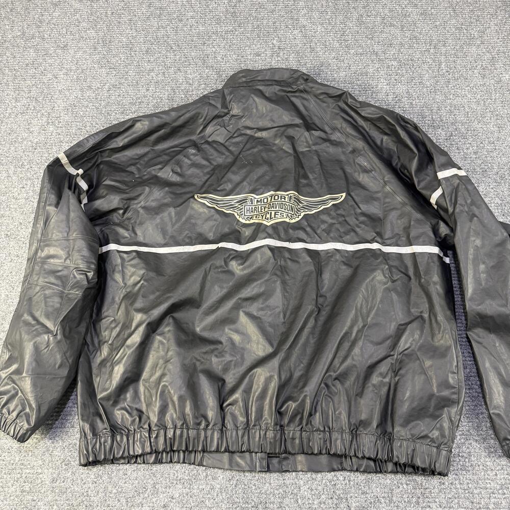 Harley Davidson Rain Jacket Mens XL Black Reflective Riding